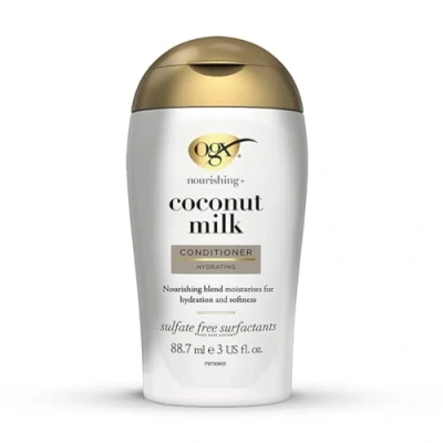 Abbildung von OGX Nourishing Coconut Milk Conditioner (88,7ml) feuchtigkeitsspendende Haarspülung in Reisegröße mit Kokosmilch, Kokosöl &amp; Protein für trockenes Haar