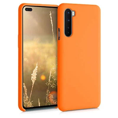 Abbildung von kwmobile Hülle kompatibel mit OnePlus Nord Silikon Handy Case Handyhülle weiche Oberfläche kabelloses Laden Fruity Orange