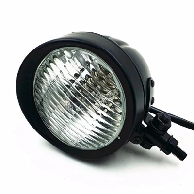 Abbildung von Retro Metall 60 Watt / 55 Motorrad Kugelkopf Licht Lampe Scheinwerfer für Cruiser Chopper Cafe Racer Bobber (Schwarz Klar)