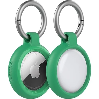 Abbildung von OtterBox Sleek Series Hülle für AirTag, stoßfeste, sturzsichere, robuste, dünne Schutzhülle Apple AirTags, inklusive Karabiner, Grün