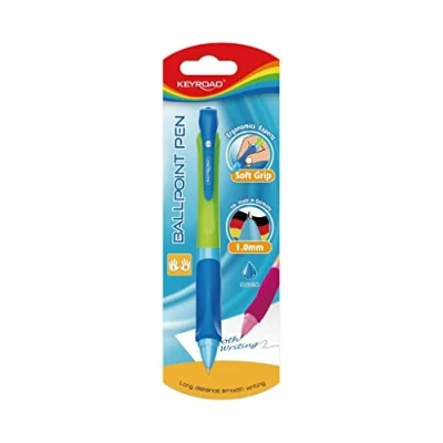 Abbildung von Keyroad Druckkugelschreiber Kugelschreiber 1,0 mm/ 1 Stück/Loch zum Aufhängen Blister/Ballpoint Pen Kuli/für Links und Rechtshänder/Farbiges Gehäuse/Blaue Tinte/das Büro Vorschule Schule
