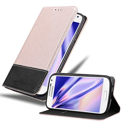 Abbildung von Cadorabo Hülle kompatibel mit Samsung Galaxy S4 Mini aus Premium Kunst Leder Flip Klappbare Stoßfeste Magnetische [Standfunktion] [Kartenfächern] Cover für Tasche in Rosa