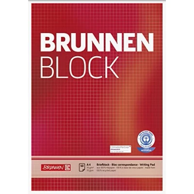 Abbildung von 10 x Brunnen Schreibblock Block A4 70g/qm 50 Blatt RC kariert