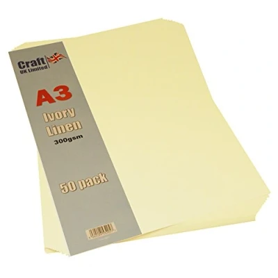Abbildung von Craft UK 2027 A3 300 g/m² Leinen Karton, 50 Blatt, elfenbeinfarben