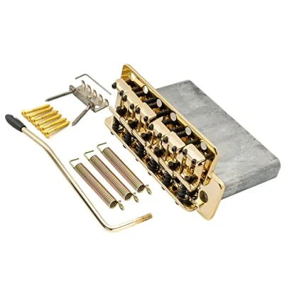Abbildung von Musiclily Pro 56,5mm Vintage Tremolo Stahl Saitenreiter für Fender American Strat Style E Gitarre, Schwarz