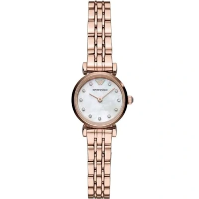 Abbildung von Emporio Armani Uhr für Damen , Zweizeiger Uhrwerk, 22mm Rose Gold Edelstahlgehäuse mit Edelstahlarmband, AR11203