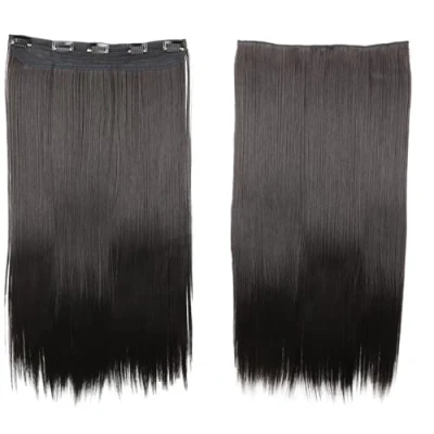 Abbildung von CAISHA 60cm Clip In Extensions Lara Haarverlängerung Haarteil Glatt Schwarzbraun C52