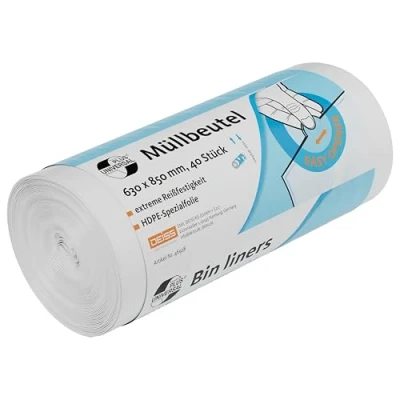 Abbildung von Deiss Müllbeutel UNIVERSAL PLUS®, extrem reißfest, 80 Liter, 40 Stück/Rolle, weiß