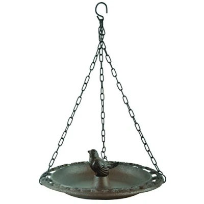 Abbildung von Esschert Design Vogeltränke, hängend, aus den Materialien „Gusseisen und Metall“, 23,3 x 8,0 cm