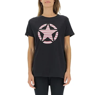 Abbildung von JEEP O102613 B000 J Woman T Shirt Oversize Star Striped Print Turn up Sleeve J22W Black XS