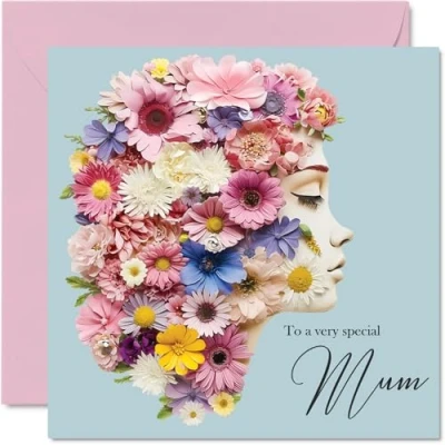 Abbildung von Stuff4 Herzliche Muttertagskarten für Mama Blumenkopf Happy Birthday Karte von Tochter Sohn, Geburtstagsgeschenke Mutter, 145 mm x mm, Muttertags Grußkarten Mama,