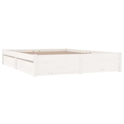 Abbildung von vidaXL Bett, Bettrahmen Bettgestell mit Lattenrost Schubladen, Holzbett Massivholzbett für Schlafzimmer, Doppelbett Schlafzimmerbett, Weiß 180x200cm