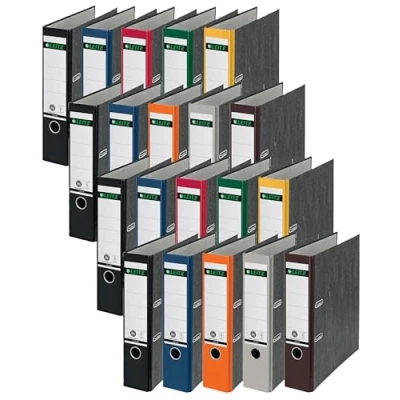 Abbildung von Leitz Qualitäts Ordner, das Original, DIN A4 Aktenordner 8 cm breit, Wolkenmarmor Papier, Recycling Blauer Engel, Mit 180 Mechanik, Höchste Stabilität (Breit, Sortiert, 20 Stück)