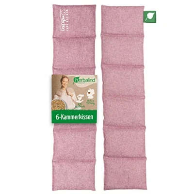 Abbildung von HERBALIND Flanell Körnerkissen 6 Kammer 66x15 cm mit Lavendel Aroma Wärmekissen für die Mikrowelle Bio Getreide 1080g Füllung Bauch Rücken Handmade in Germany 100% Baumwolle (Brombeer)