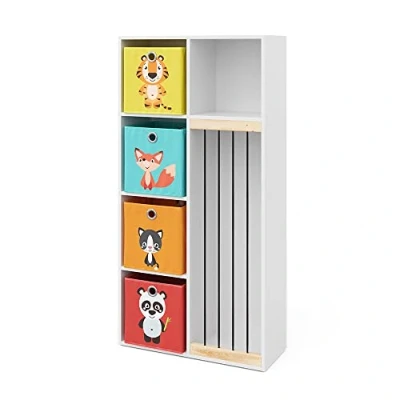 Abbildung von Vicco Bücherregal Marvin, Weiß, 72 x 143 cm mit 4 Faltboxen opt.1