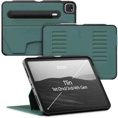 Abbildung von ZUGU iPad Pro 11 Hülle 2022/2021 / 2020/2018 4. 3. 2. 1. Generation schlanke Schutzhülle 8 Winkel Ständer magnetisch, Aufladen Stiftes Auto Sleep/Wake Up [ iPadPro Kieferngrün ]