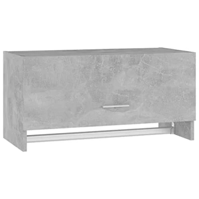 Abbildung von vidaXL Kleiderschrank Kleiderstange Wandgarderobe Schlafzimmer Hängeschrank Wandschrank Garderobenschrank Garderobe Betongrau 70x32,5x35cm Holzwerkstoff