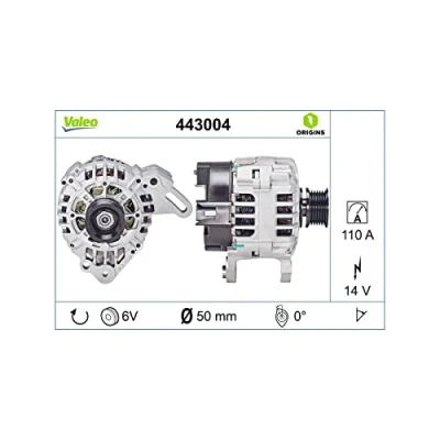 Abbildung von VALEO 443004 Lichtmaschine 14V 110A VOLKSWAGEN: Golf 5 Schrägheck, Lupo / 3L, Polo V SEAT: Ibiza 4 Sportcoupe