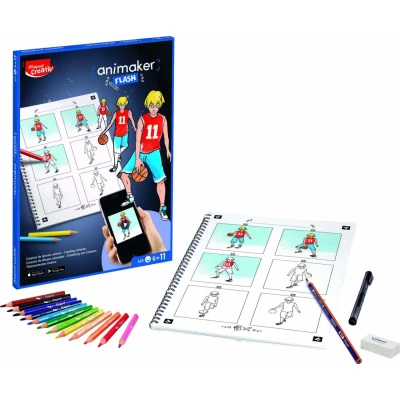 Abbildung von Maped CREATIV Comic Gestalter Animaker FLASH action Animationen erstellen Komplettset mit Malbuch + Stiften und Zubehör Anleitung Zugang zur App ab 6 Jahren