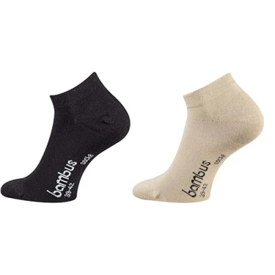 Abbildung von TippTexx 24 6 Paar Bambus Sneakersocken mit ANTI LOCH GARANTIE, Ökotex (Schwarz/Beige, 39/42 Paar)