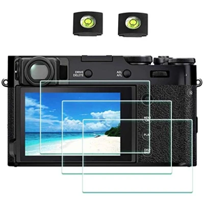 Abbildung von ULBTER Schutzfolie Displayschutz für Fujifilm X100VI X100V Fuji X 100V 100VI [3+2 Stück] mit Blitzschuh Abdeckung, Glas 0,3 mm, 9H Härte gehärtetes kratzfest