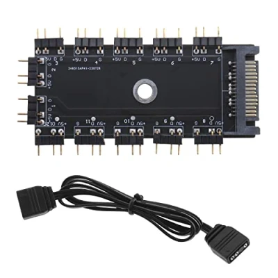 Abbildung von Be In Your Mind Argb Hub 5 V 3 polig für Kopfteil/Controller RGB Adressierbar 1 bis 11 Ports 12 Wege LED Splitter mit Verlängerungskabel 50 cm