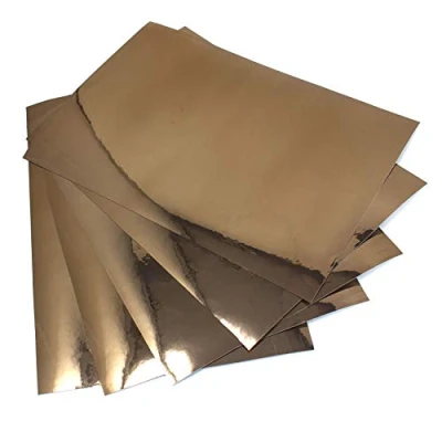 Abbildung von Din A4 Bogen Bastelfolie Selbstklebend Künstlerfolie metallisch glänzend Plotterfolie Plottfolie Folie Basteln DIY (Chrom Bronze, 5er Set Bögen)