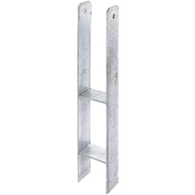 Abbildung von Alberts H Pfostenanker, Materialstärke 6 mm, lichte Breite 121 Höhe 800 mm