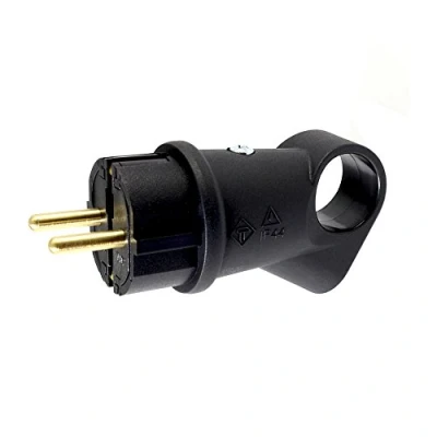 Abbildung von 5 Stück Gummi Schuko Stecker, Schukostecker 220V, IP44 schwarz