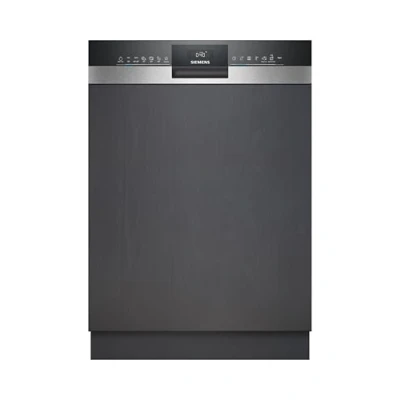 Abbildung von Siemens SN53ES27AE iQ300, Smarter Teilintegrierter Geschirrspüler 60 cm, Made in Germany, Besteckkorb, varioSpeed, automatische Türöffnung, hohe Hygieneleistung, automatik Programme, Gebürsteter Stahl