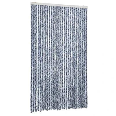 Abbildung von vidaXL Insektenschutz Vorhang Flauschvorhang Plüschvorhang Türvorhang Fadenvorhang Fliegenschutz Wohnwagen Camping Blau Weiß 118x220 cm Chenille