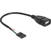 Abbildung von Delock USB Kabel 2.0Pfostenstecker 4pol., A Buchse 20.00cm Schwarz UL zertifiziert, 1 Stück