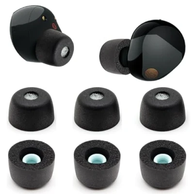 Abbildung von Memory Foam Ear Buds für Sony WF 1000XM5, Ohrstöpsel Ersatz Piece Tips 1000XM5 1000XM4 Fit Charging Case (Matte Oberfläche, 3 Paar, L)