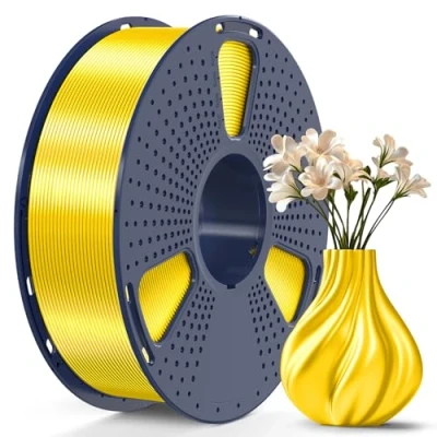 Abbildung von SUNLU PLA Plus Shiny Silk 3D Drucker Filament 1.75mm, PLA+ Druck mit Seidenglattes Finish, Gute Farbwiedergabe, Maßgenauigkeit +/ 0,02mm, 1kg(2.2lb) Spule, Gelb