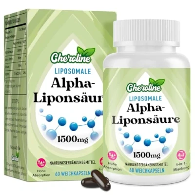 Abbildung von Liposomale Alpha Liponsäure Weichkapseln 1500mg pro Portion, mit Acetyl L Carnitin 900mg, Ubiquinol 100mg und Vitamin E 15mg, 4 in 1 Formel (60 stück (1er Pack))