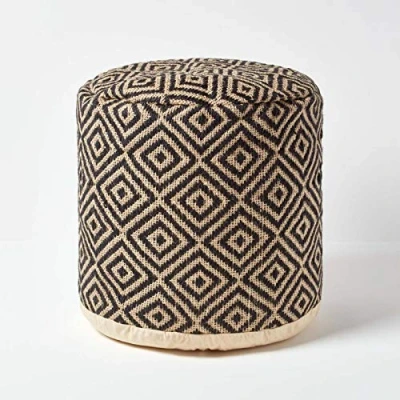 Abbildung von Homescapes Trendiger Design Pouf Rund Aztec Ethno Look schwarz Creme 45 cm