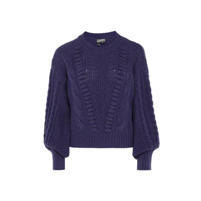 Abbildung von DREIMASTER Vintage Damen Zopfstrickpullover XS/S / Marine 100% Acryl