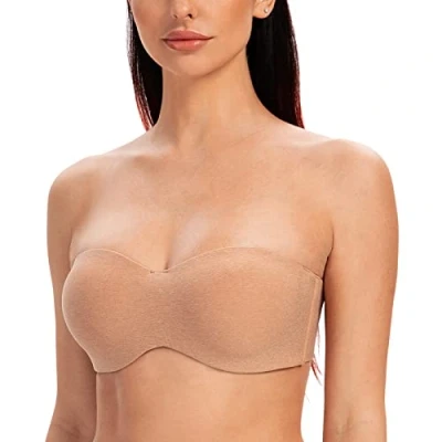 Abbildung von MELENECA Damen Minimizer Trägerloser BH mit Bügel Unsichtbar Träger Cappuccino Heide 65B