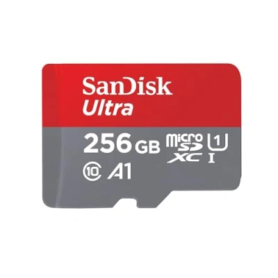 Abbildung von SanDisk Ultra microSDXC UHS I memory card 256 GB+adapter (for Android smartphones and tablets MIL cameras, A1, C10, U1, 120 MB/s transfer)