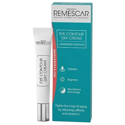 Abbildung von Remescar Augenkontur Tagescreme 15ml Tagespflege mit Zusatz von Koffein &amp; Vitamin C Augencreme gegen Tränensäcke und Augenringe Reduzierung Anzeichen der Hautalterung