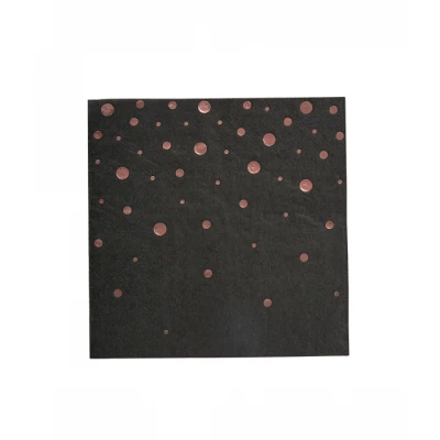Abbildung von Servietten Schwarz mit Rose Gold Dots 33x33cm 16 Stk.