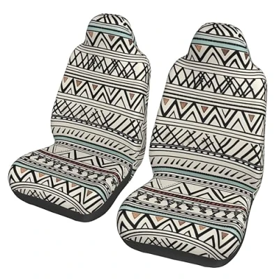 Abbildung von OUSIKA Boho Dreieck Streifen Druck Auto Sitzbezug 2 Pcs Vordersitzbezüge Weiche Sitzkissen Langlebig Vordersitz Sitzschoner Universal Zubehör