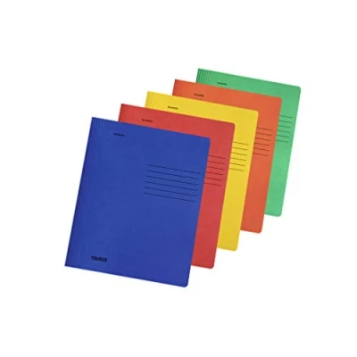 Abbildung von Original Falken 100er Pack Schnellhefter Intensivfarben. Made in Germany. Aus Recycling Karton für DIN A4 kaufmännische und Behördenheftung farbig sortiert Hefter ideal Büro Schule