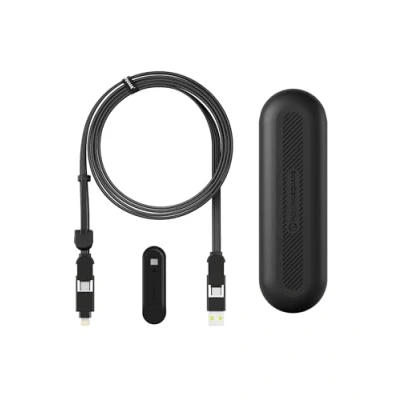 Abbildung von Rolling Square inCharge XL 200 cm USB C Kabel, Universal Smartphone Geschenk für Männer, 6 in 1 Universalladegerät Smartphones, technisches Gadget, Schwarz, Lightning Kabel 100 W