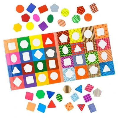 Abbildung von MAGNIKON Lernspielzeug Zuordnungsspiel Formen, Farben und Muster mit 32 Magneten (Magnetspiel, St), Mosaik Steckspiel