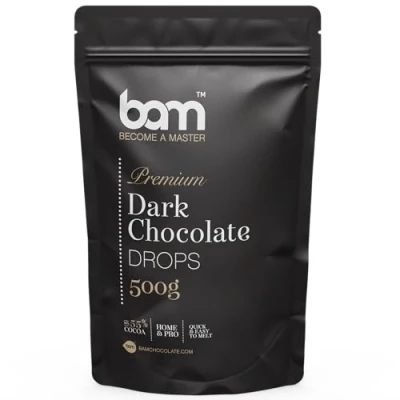 Abbildung von BAM Zartbitter Schokolade Drops, Tropfen, Callets zum Schmelzen, Backen für Zuhause und Profi (500 g)