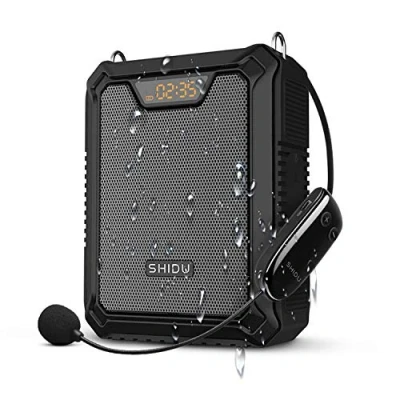 Abbildung von Sprachverstärker, SHIDU 30W Sprachlautsprecher Tragbarer Bluetooth Lautsprecher mit drahtlosem UHF Mikrofon und kabelgebundenem IPX6 Wasserdichtes wiederaufladbares PA System