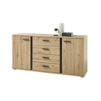 Abbildung von KANADA Sideboard in Artisan Eiche Optik, Schwarz Moderne Kommode mit Schubladen für Ihr Wohnzimmer 170 x 84 40 cm (B/H/T)