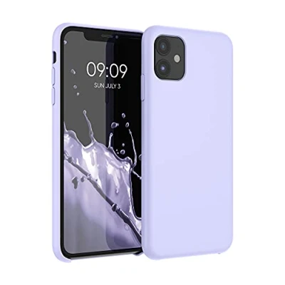 Abbildung von kwmobile Hülle kompatibel mit Apple iPhone 11 Silikon Handy Case Handyhülle weiche Oberfläche kabelloses Laden Pastell Lavendel