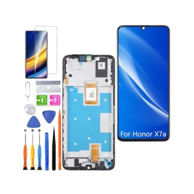 Abbildung von HLYGZX Ersatz Original Display für Honor X7a LCD Bildschirm, RKY LX1 LX2 LX3 Bildschirm Touch Digitizer Assembly Reparaturteile Kit(Schwarz mit Rahmen)